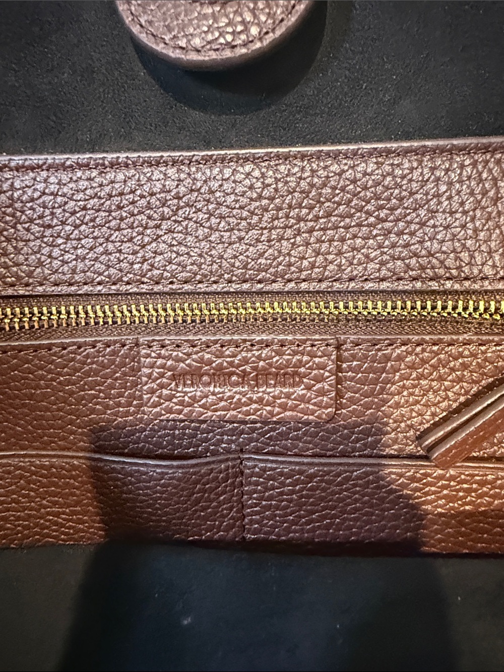 Veronica Beard Dash Tote - Brown with Gold Accent - Picture 6 of 8